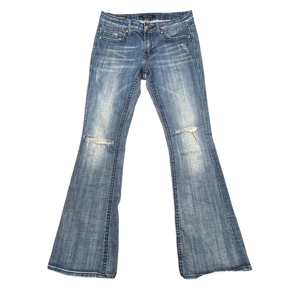 Vigoss Blue The Brooklyn Flare Distressed Denim Jeans Women Size 7/8